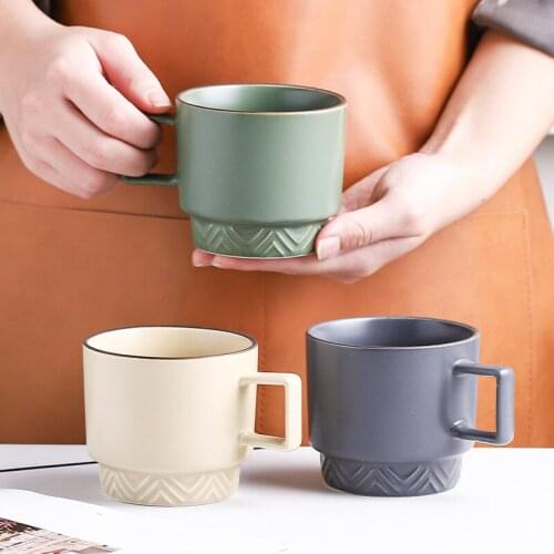 300-400ml Mild Luxury Retro Ceramic Mug Color Glaze Coffee Milk Juice Cup Multi-Purpose High Temperature Resistance Drinkware