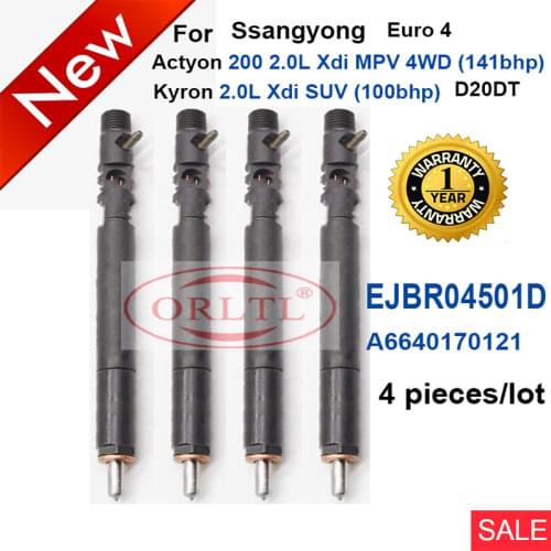 4PC Nozzle Injector EJBR04501D 6640170021 EJBR03401D A6640170021 6640170221 EJBR03301D For SSANGYONG Kyron Actyon JMC Euro 4/3
