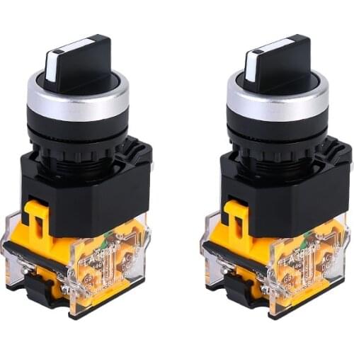 LA38-11/21 AC 380V 10A 4 Screw Terminals Two 2 Positions Panel Mount Rotary Select Selector Switch 22mm 7/8" LAY50