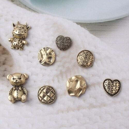 5pcs/lot Alloy Creative bear cow Gold Pearls Pendant Button Ornaments Jewelry Earrings Choker Hair bag DIY Jewelry Accessories