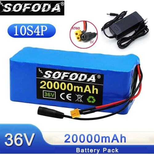 36V 10S4P 20Ah Battery Pack 500W High Power Battery 42V 20000mAh Ebike Electric Bicycle BMS 42v Battery With xt60 Plug+Charger