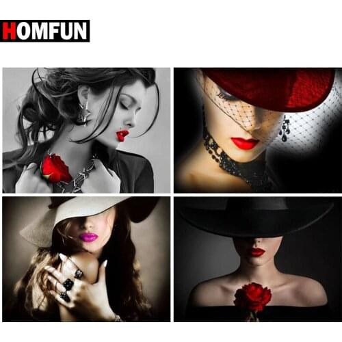 HOMFUN 5D Diamond Pattern Rhinestone Needlework Diy Diamond Painting Cross Stitch "Character beauty" Diamond Embroidery