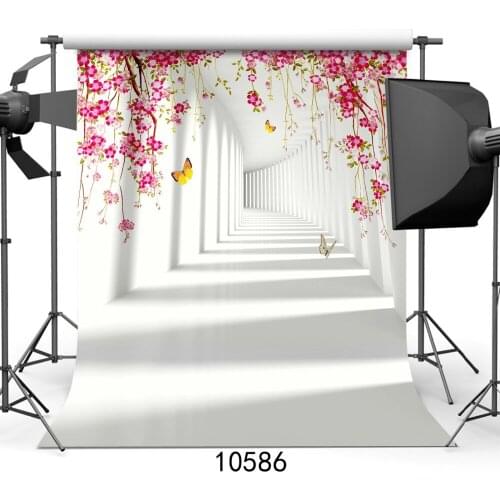 White Corridor Red Flowers Vinyl Photographic Background For Wedding Party Birthday Baby Shower Backdrops Photo Shoot Booth