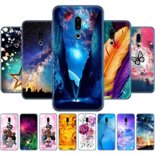 For Meizu 16th Case 6.0'' Silicone Cover For Meizu 16th Plus Case 6.5'' Soft TPU back bumper coque etui cartoon Starry sky