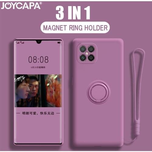 For Huawei Nova 8 7 6 SE 5i 5G Original Liquid SIlicon Ring Holder Case For Huawei Honor 20 30 V30 Pro X10 Soft Strap Cover Capa
