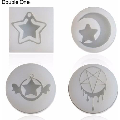 DOUBLE ONE 4pcs/set Crystal Resin Tools Silicone Jewlery Molds For Pendant Earring Stud Making