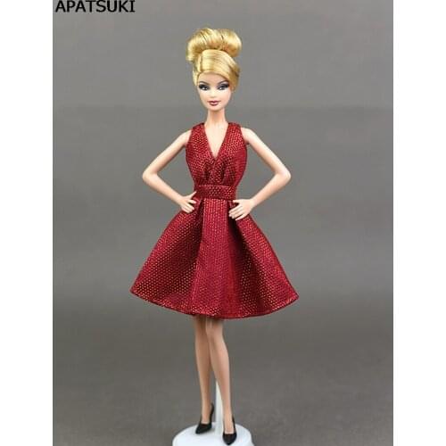 Red Classical Evening Dress Purely Manual Outfits for Barbie Doll Clothes For 1/6 BJD Doll Gift Doll Accessories