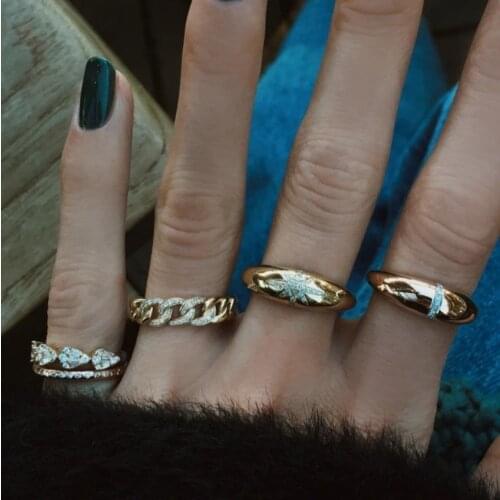 2021 Summer New Arrived HIGH POLISH Signet North Star Starburst Signet Band Ring For Women Engagement Wedding Jewelry Wholesale