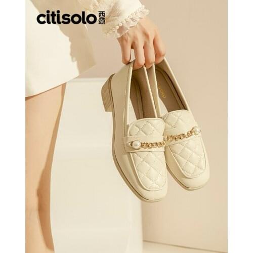 CW21Q1600A Citisolo Autumn Fashion British Academy Sub-loafer Shoes Trend Hundred Pairs of Womens Shoes