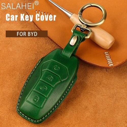 Best Stylish Leather Car Key Case Cover Shell For BYD Yuan ev Qin pro Song max dm Tang Auto Styling Interior Accessories