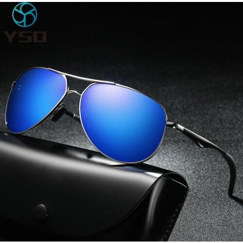YSO Fashion Sunglasses For Men Polarized UV Protection Glasses For Car Driving Fishing Pilot Style Metal Frame Men Goggles 537