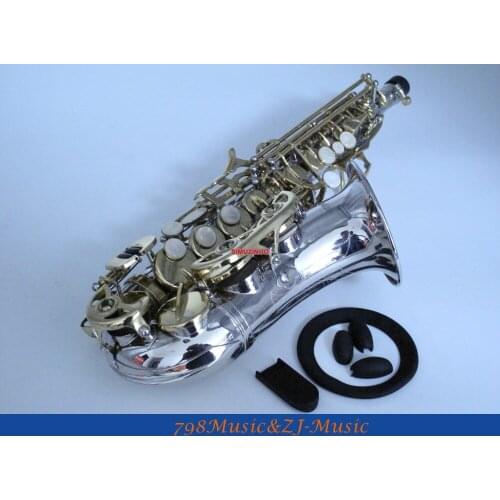 Nickel Plated Curved Soprano Saxophone Bb key to High F key FREE LORICO Saxophone Ring Mute