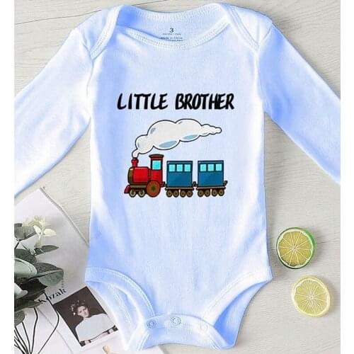 Newborn Girls Outfits Printing Little Brother Cotton Baby Boy Clothes Winter One Piece Toddler Jumpsuits Autumn Romper Kids