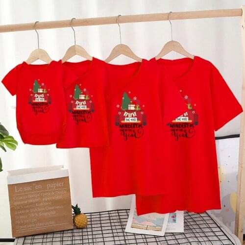 Matching Family Outfits Christmas Gift Father Son Clothes Dad Mom Baby Mother Daughter Short Sleeve Matching Family Look TShirts