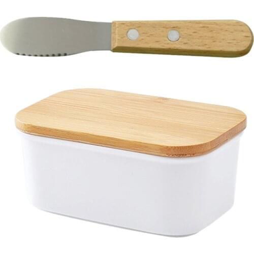1pc Portable Kitchen Butter Container Home Butter Storage Box with Lid and Cutter
