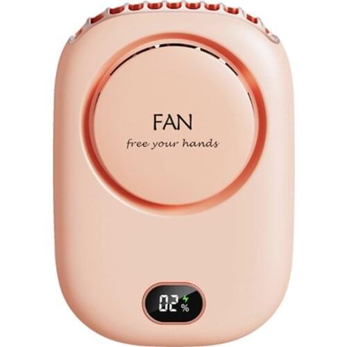 R9UD Rechargeable USB Neck Fan Portable Handsfree Fan Suspended 3 Speeds Adjustable Neck Fan Silent Power Display Fan