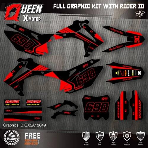 QUEEN X MOTOR Custom Team Graphics Backgrounds Decals Stickers Kit For HONDA 2014-2017 CRF250R 2013-2016 CRF450R 049