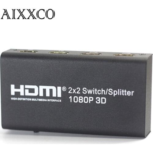 AIXXCO HDMI 2x2 Splitter/Switch 3D 1080P Amplifier HDMI Switch 2 in 2 Out HDMI Converter adapter For HDTV ps3 ps4 XBOX