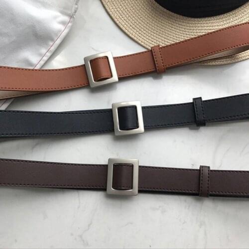 Fashion Women Belts Faux Leather Thin No Hole Decorative Buckle Belt Jeans Waistband ремень женский 2021 All-match