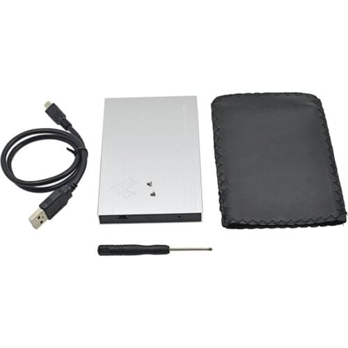 Silver Container For Hard Disk SATA to USB2.0 2.5 External Hard Disk Driver Adapter 1TB 500GB SSD HDD Case Enclosure Box Optibay