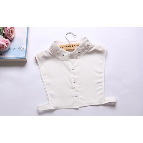 Chiffon shirt collar fake fake autumn and winter female models embroidery turtleneck shirt and tie decorative cute doll collar