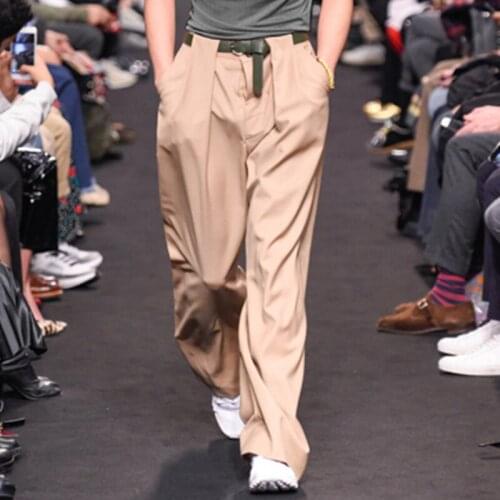 Chic Mens Loose Straight Cotton Trousers Solid Customize Plus Size Pants N33