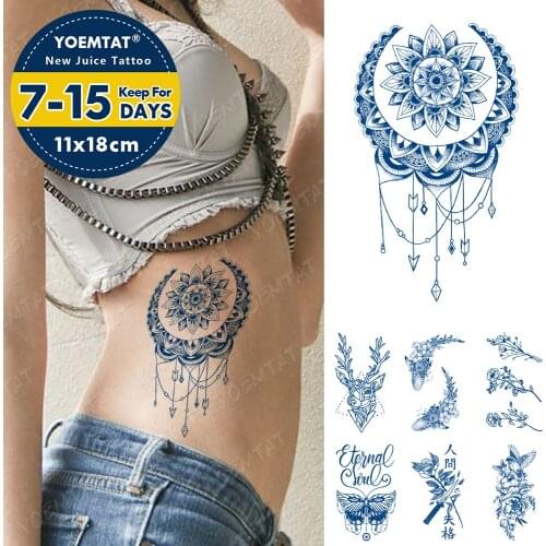 Juice Lasting Ink Tattoos Body Art Waterproof Temporary Tattoo Sticker Flowers Brid Whale Tatoo Arm Fake Deer Butterfly Tatto