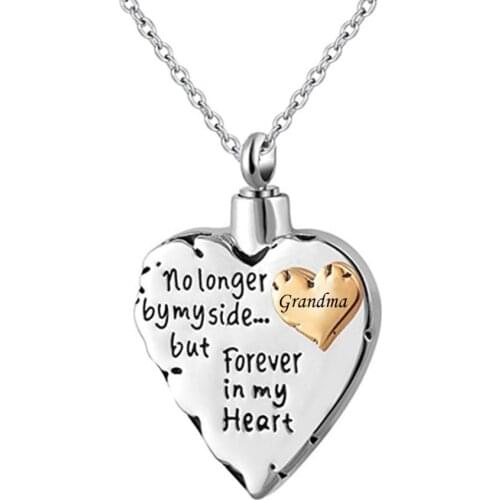 Unisex No Longer by My Side But Forever in My Heart Mom Mum Grandpa Cremation Ashes Urn Pendant Necklace