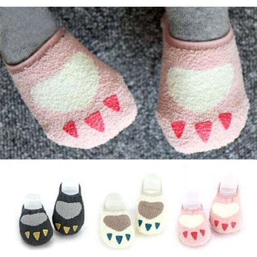 High Quality paw print Baby Socks,Warm New Year Christmas Socks lovely baby boy/girls fleece floor socks Socks 0-24m