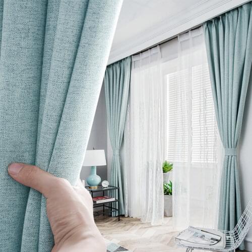 2021 Modern Blackout Curtains Pure Color Cotton and Linen Curtains for Living Room and Bedroom Curtains