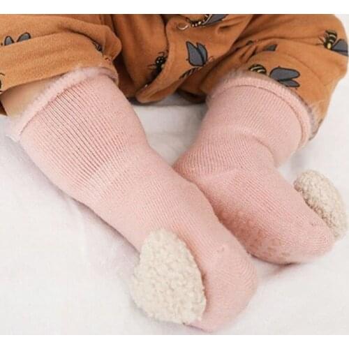 Newborn Winter Shoes velvet thickening non-slip Socks Boy Girl stereo doll baby terry socks brush floor socks Todder Warm Shoes