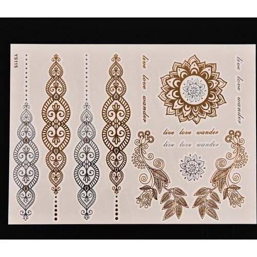 1 Sheet Waterproof Petals Beautiful Case Body Art Metallic Flash Temporary Tattoos Stickers Gold Silver New 2017