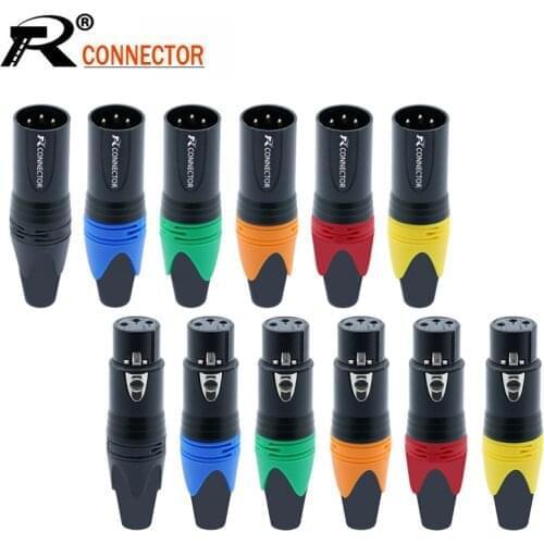 10PCS/lot 3 Pin XLR Plug Jack Male / Female Microphone Connector MIC Adapter XLR Cable Termininal Audio Wire Connector 7 Colors