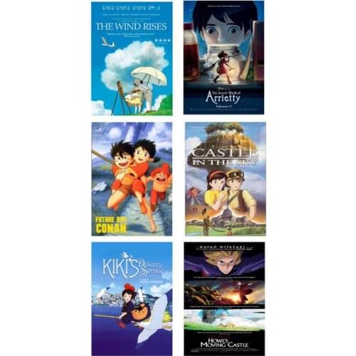 12style Classic Hayao Miyazaki Movie Art Film Print Silk Poster for Your Home Wall Decor 24x36inch