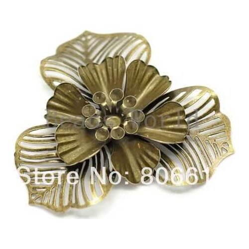 Best Quality 20 Pcs Bronze Tone Filigree Flower Wraps Connector Embellishments Jewelry Findings 47x47mm(W03490)
