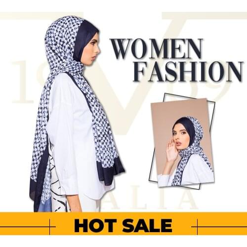 2020 Hot Sale Women 90x200 cm Navy Blue Pavia Shawl Silky Scarf Muslim Hijab Wrap Female Neck Warm Headband Face Mask Lady
