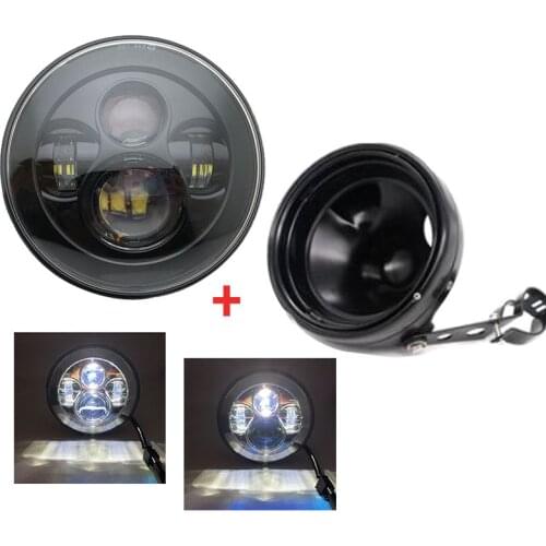 7" 60W Motorcycle Headlamp With DRL halo Led Headlight 7 Inch Housing Bucket Trim Ring For Dyna ,Iron 883 Honda Yamaha KAWASAK