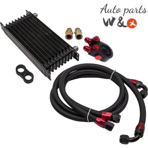 Thromastat Oil Adapter With & AN10 10 Rows Oil Cooler Engine Oil Radiator 3/4''X16 AND 20X1.5 OC-TOL10-4BK