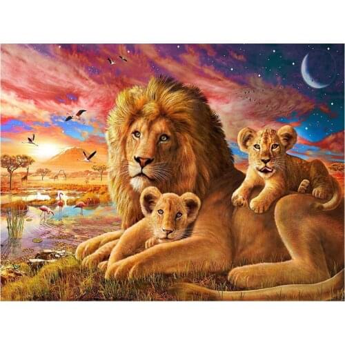 5D diamond painting full diamond new animal lion king mosaic embroidery decoration home decoration