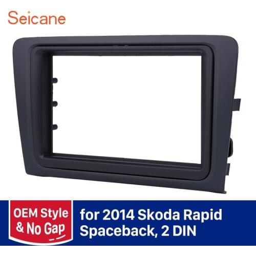 Seicane Black 2Din DVD Frame refitting Dash Mount CD Trim Car auto Radio Fascia for Skoda Rapid Spaceback