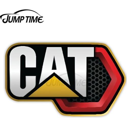 Jump Time 13 x 7.8cm Car Stickers For CAT Caterpillar Hex Logo VAN Personality Laptop Windows Decal Silhouette Windows Auto JDM