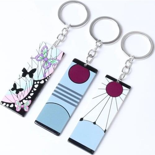 Anime Demon Slayer Fashion Keychain Kimetsu no Yaiba Blade of Ghost Crylic Key Chain Keyring for Women Men Jewelry Gift