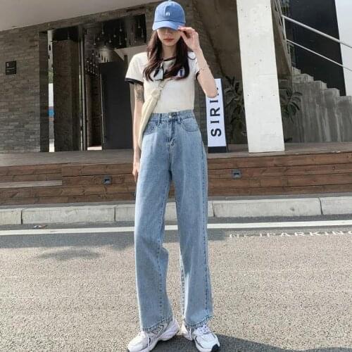 Korean Wide Leg Jeans Pants Women High Waist Pantalon Pour Femme Loose Plus Size Denim Wide Pants Cute Streetwear Straight Jeans