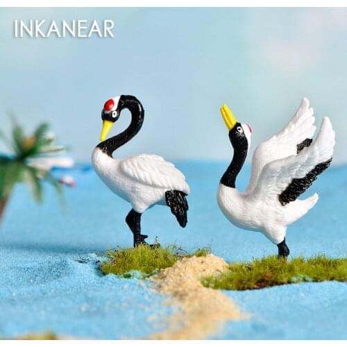 Crane Figurines Mini World Landscaping Decoration Artificial Birds Terrarium Crystal Epoxy Crafts DIY Accessories Material