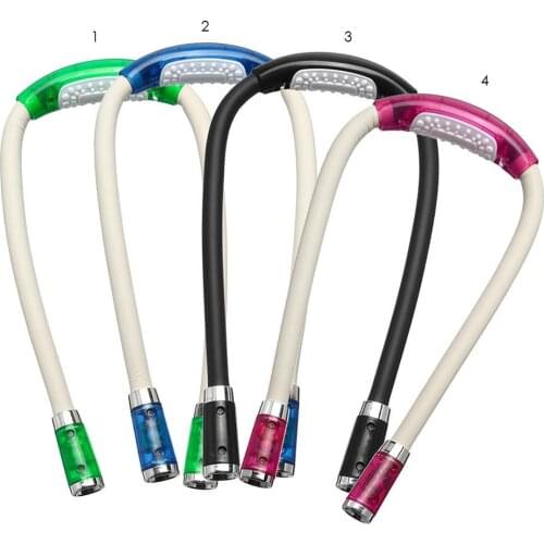 LED Flexible Handsfree Hug Neck Reading Book Light Lamp Torch Flashlight Rechargeable Work Lamp Soft Silicone Night Lights
