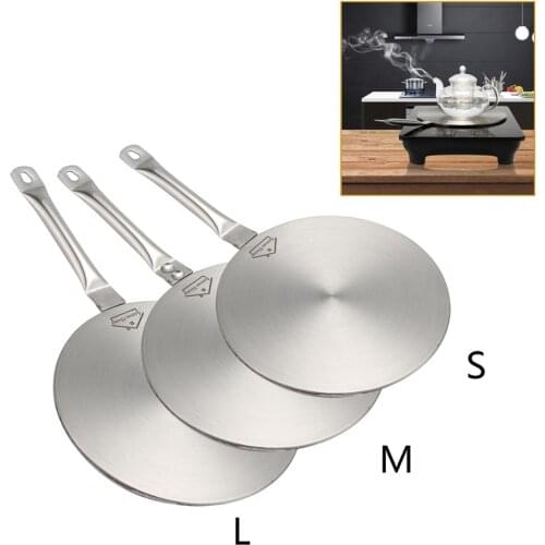 S/M/L Induction Cooktop Stainless Steel Converter Interface Disc Plate Heat Diffuser Converter Cookware 19.5/21.5/23.5cm
