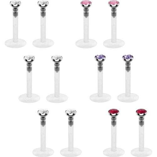 JFORYOU 16G Clear UV Flexible Acrylic CZ Gem Labret Monroe Lip Ring/Tragus/Helix/Cartilage Earring Stud Body Piercing Jewelry 1