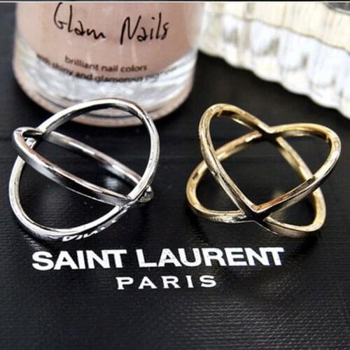 WANGLUFEI Cross X Shape Women Engagement Hollow Ring Elegant Simple Female Joint Index Irregular Finger Ring Jewelry Hot Sale