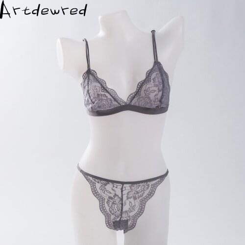 32-38 AB Cup Intimates Hollow out Lace Bra And Briefs France Sexy Women Ultra-thin Underwear Bra Set Sexy Lingerie Bra Up Sofe