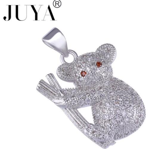 Hot Trendy Jewelry Cute Zircon Koala Floating Charms For Jewelry Making Wholesale Copper CZ Animal Charms Bijoux Accessories